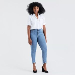 Levi’s 721 High Rise Medium Wash Raw Hem Skinny Jeans Blue Size 34